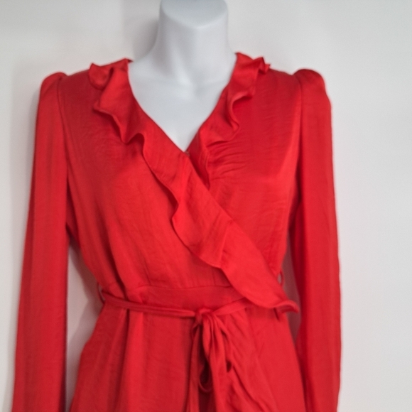 Bardot Junior Winona Ruffled Red Wrap Dress Size Large 12-14‎ - Picture 4 of 8